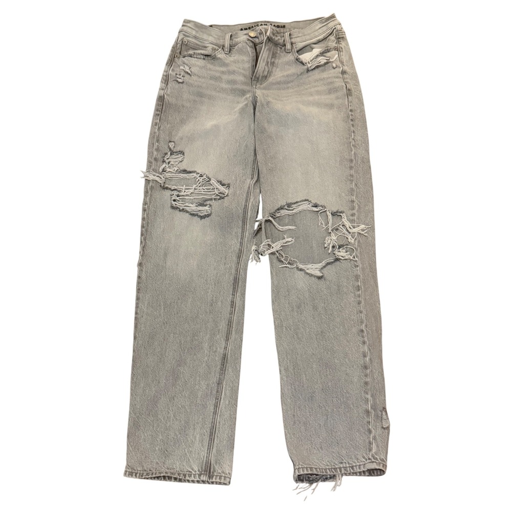 American Eagle Distressed Skater Straight Jeans Reg Light Wash Ripped Denim 4
